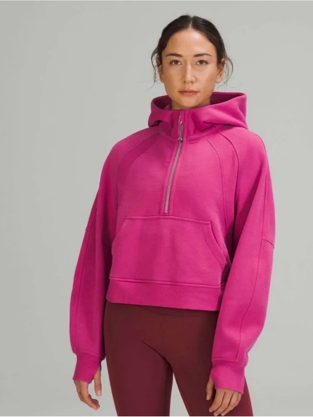 Lululemon Scuba Oversized Half-Zip Hoodie Pink Lychee XS/S *Square Dot*‎